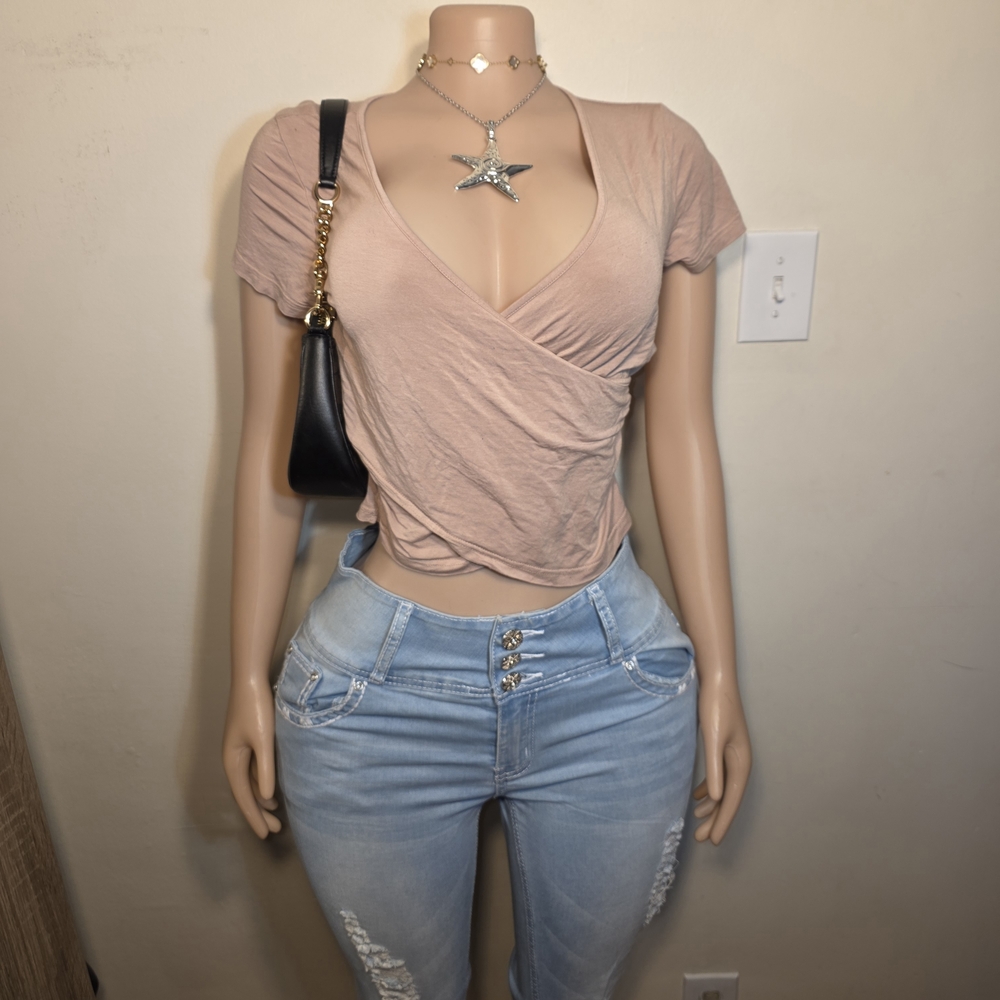 Blush Pink Wrap Crop Top